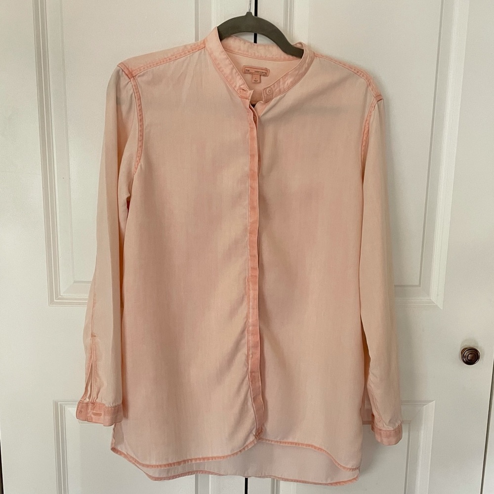 GAP Blush pink collarless pink button down shirt